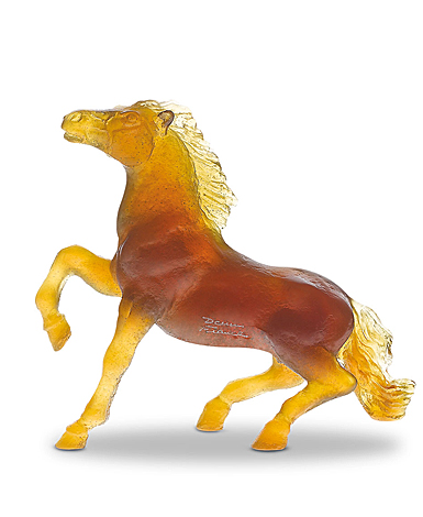 Daum Brown Wild Horse by Jean-Francois Leroy Sculpture
