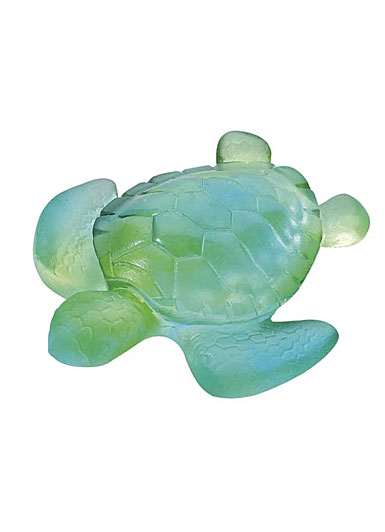 Daum Mini Sea Turtle in Turquoise Sculpture