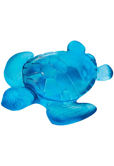 Daum Mini Sea Turtle in Blue Sculpture