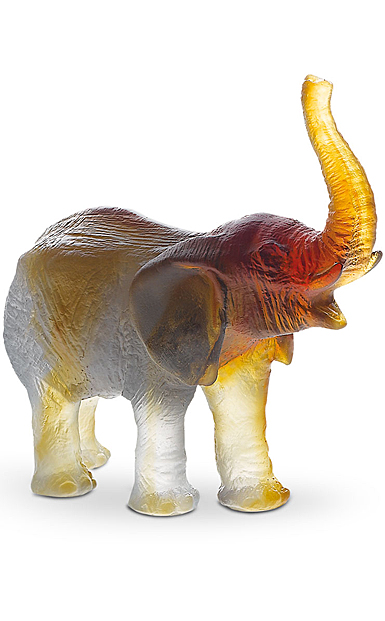 Daum Elephant in Amber and Green by Jean Francois Leroy Sculpture