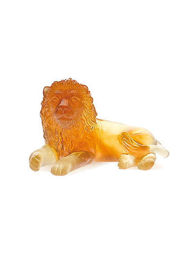 Daum Mini Lion in Amber Sculpture