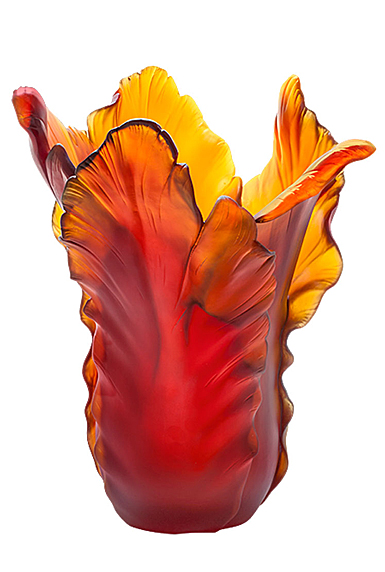 Daum Magnum Tulip Vase in Amber, Limited Edition