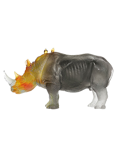 Daum Rhinoceros in Amber and Grey by Jean-Francois Leroy, Limited Edition Sculpture