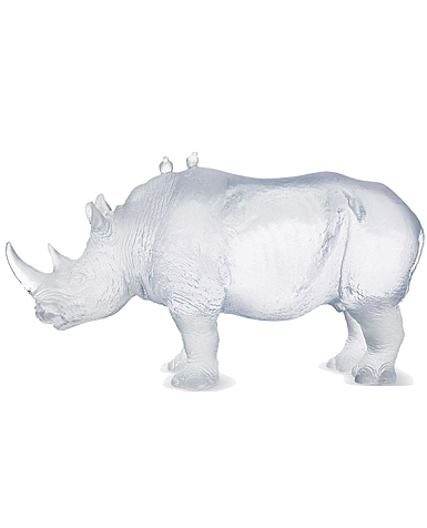 Daum Rhinoceros in White by Jean-Francois Leroy, Limited Edition Sculpture