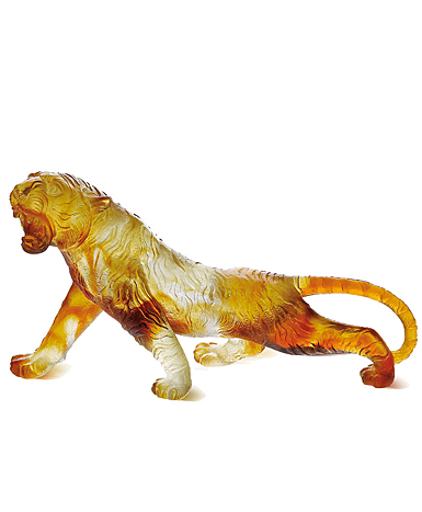 Daum Bengal Tiger in Amber Sculpture