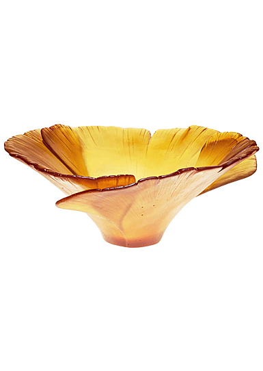 Daum 11.4" Ginkgo Bowl in Amber