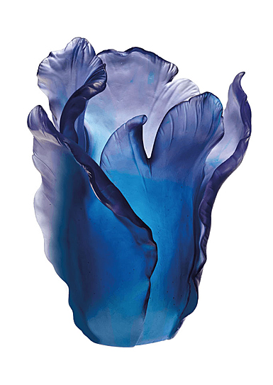Daum Large Tulip Vase in Blue