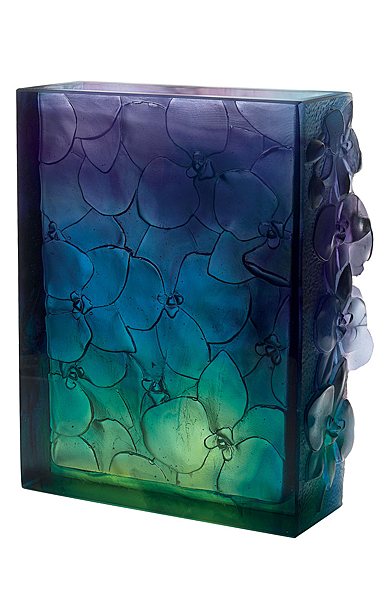 Daum 11.8" Orchid Vase in Blue, Green, and Purple