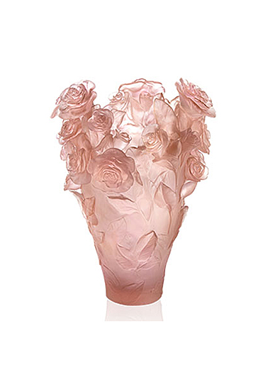 Daum 20.9" Rose Passion Vase in Pink