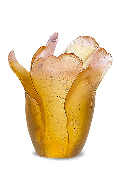 Daum Mini Tulip 2.8" Vase in Amber