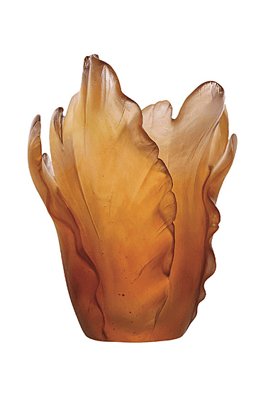 Daum 6.7" Tulip Vase in Amber