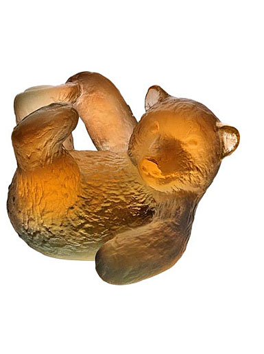Daum Mini Bear in Amber and Grey Sculpture