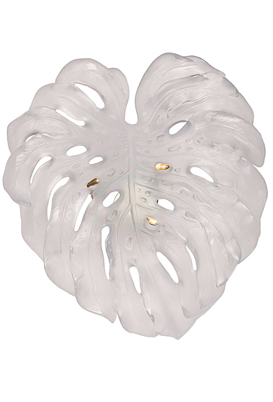 Daum Small Long-Fixture Monstera Wall Leaf in White by Emilio Robba, Sconce