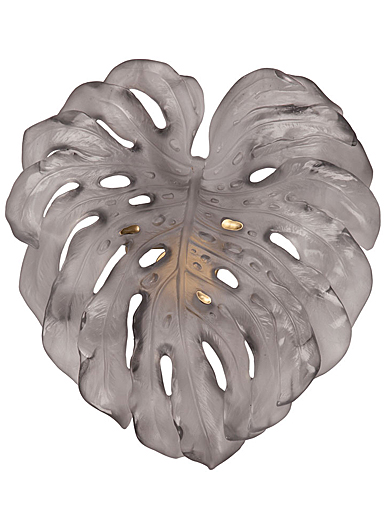 Daum Small Short-Fixture Monstera Wall Leaf in Grey by Emilio Robba, Sconce