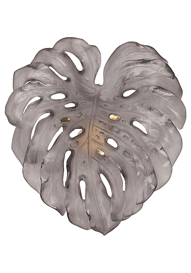 Daum Small Long-Fixture Monstera Wall Leaf in Grey by Emilio Robba, Sconce