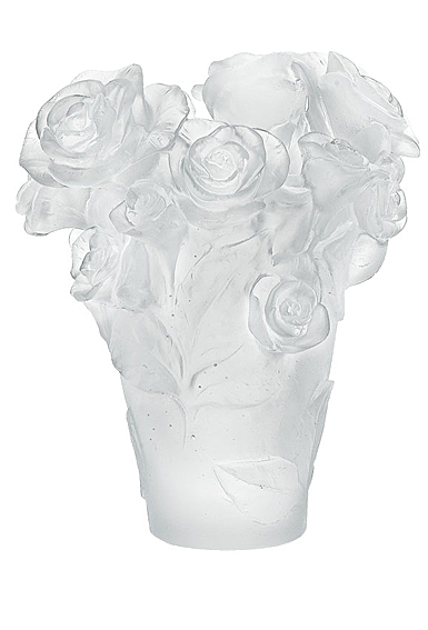Daum Small Rose Passion Vase in White