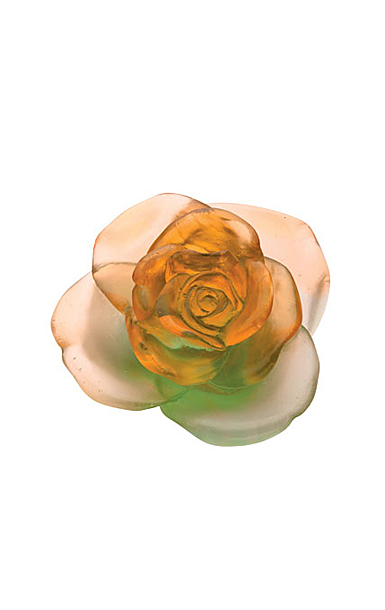 Daum Rose Passion Decorative Flower in Green and Orange