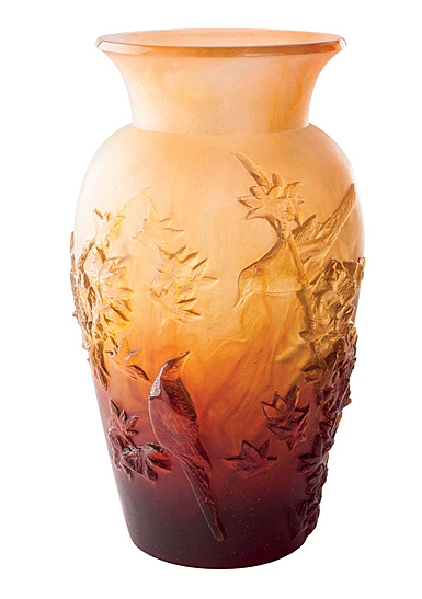 Daum 14.1" Autumn Vase by Shogo Kariyazaki, Limited Edition in Amber