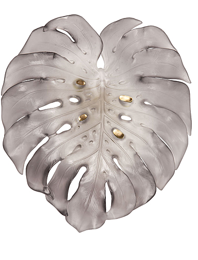 Daum Large Short-Fixture Monstera Wall Leaf in Grey by Emilio Robba, Sconce