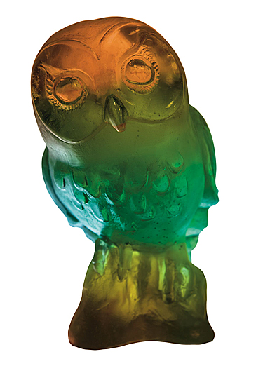 Daum Edwige Owl in Amber and Grey Sculpture