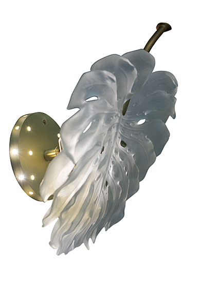 Daum Small Short-Fixture Monstera Wall Lamp in White by Emilio Robba, Sconce