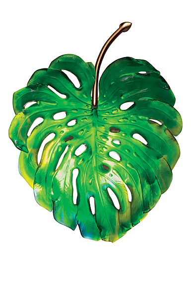 Daum Small Short-Fixture Monstera Wall Lamp in Green by Emilio Robba, Sconce