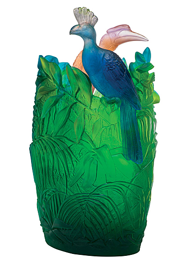 Daum 24.4" Oval Jungle Vase, Limited Edition