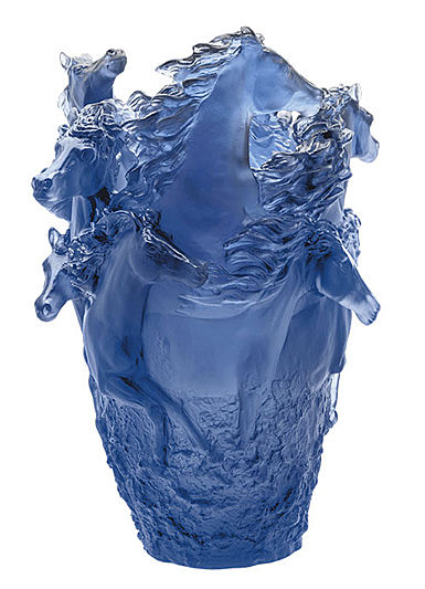 Daum Horse Vase in Blue, Limited Edition