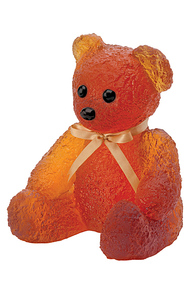 Daum Large Doudours, Teddy Bear in Amber by Serge Mansau, Limited Edition Sculpture