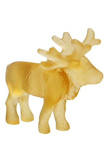 Daum Mini Reindeer in Light Amber Sculpture