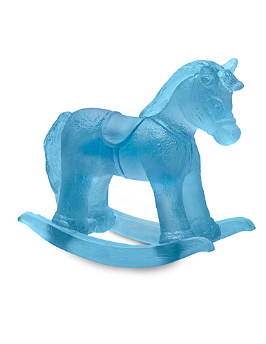 Daum Rocking Horse in Blue Sculpture