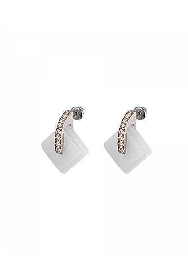 Daum Eclipse Crystal Earrings in White