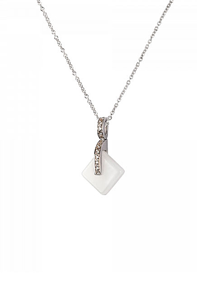 Daum Eclipse Crystal Simple Pendant Necklace in White