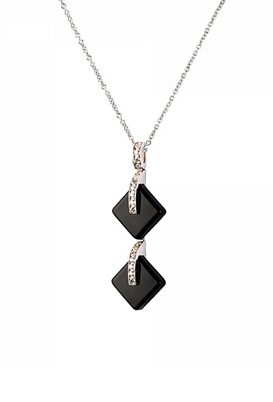 Daum Black Double Crystal Eclipse Pendant Necklace