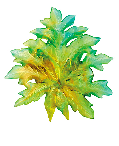 Daum Small Short-Fixture Borneo Wall Leaf in Green by Emilio Robba, Sconce