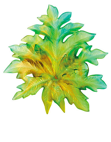 Daum Small Long-Fixture Borneo Wall Leaf in Green by Emilio Robba, Sconce