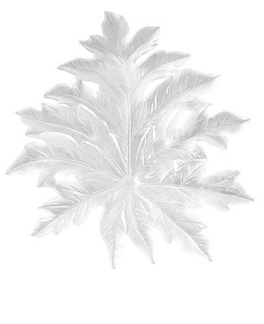 Daum Small Long-Fixture Borneo Wall Leaf in White by Emilio Robba, Sconce