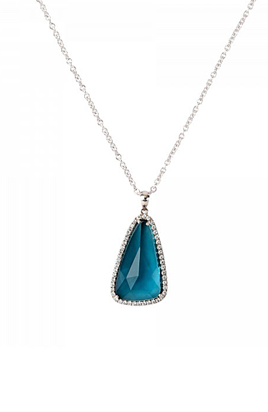 Daum Eclat de Daum Crystal Pendant Necklace in Celadon Blue
