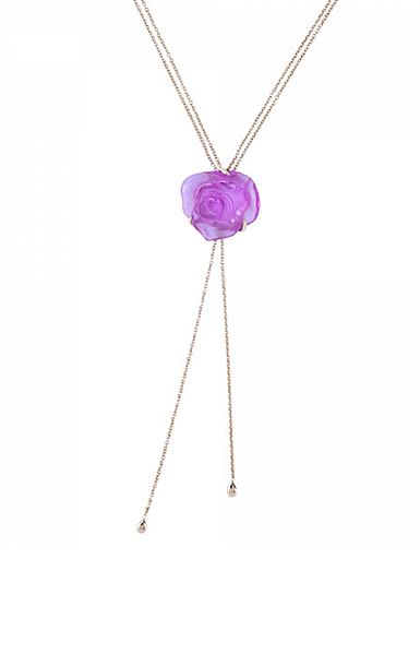 Daum Rose Passion Crystal Necklace in Ultraviolet/Silver