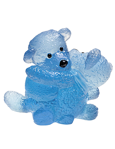 Daum Blue Doudours, Teddy Bear Twins by Serge Mansau, Limited Edition Sculpture