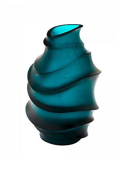 Daum 11.8" Sand Vase in Blue by Christian Ghion, Limited Edition
