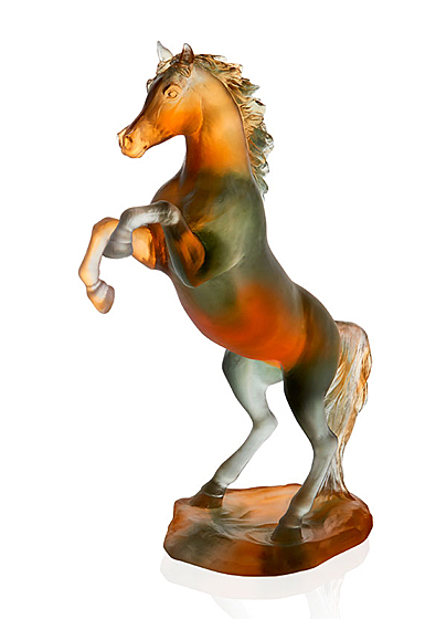Daum Spirited Horse in Amber and Grey, Limited Edition Sculpture