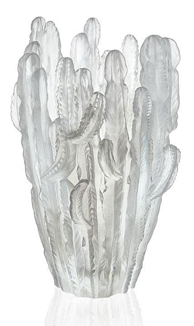 Daum 16.1" Jardin de Cactus Grey Vase by Emilio Robba