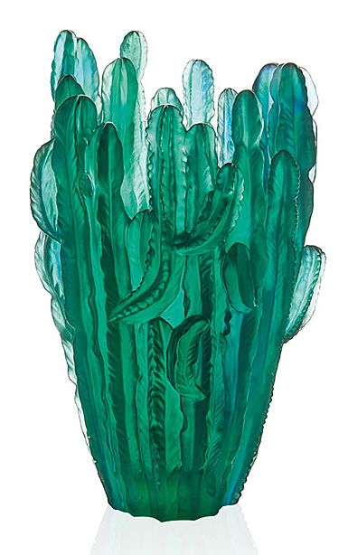 Daum Large Jardin de Cactus Green Vase by Emilio Robba