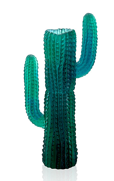 Daum 18.1" Jardin de Cactus Green Vase by Emilio Robba