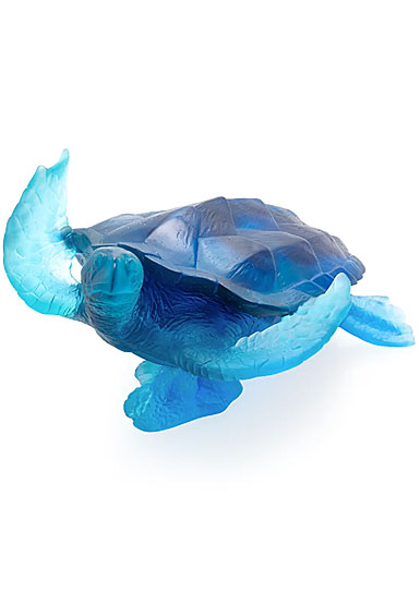 Daum Coral Sea Large Blue Sea Turtle Sculpture