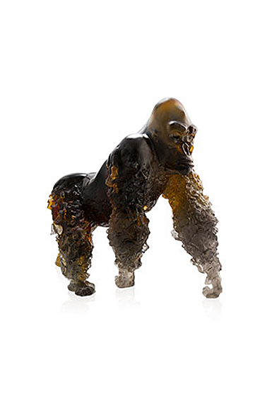 Daum Silverback Gorilla in Amber Grey by Jean-No Sculpture