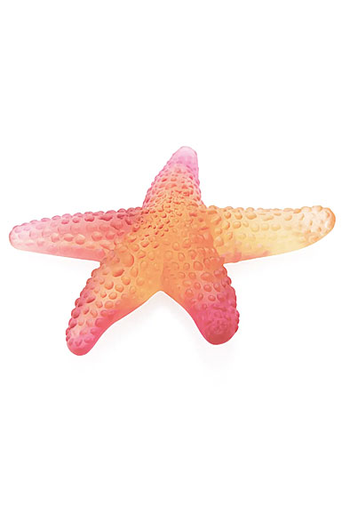Daum Coral Sea Amber Red Starfish Sculpture