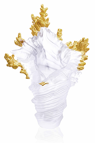 Daum 18.5" White Gilded Vase