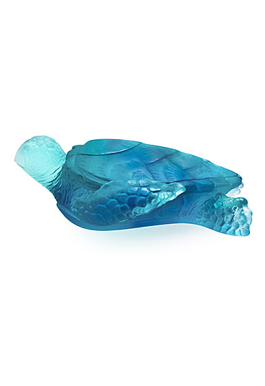 Daum Coral Sea Blue Medium Sea Turtle Sculpture